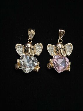 Gold Plated Heart Elephant pendants